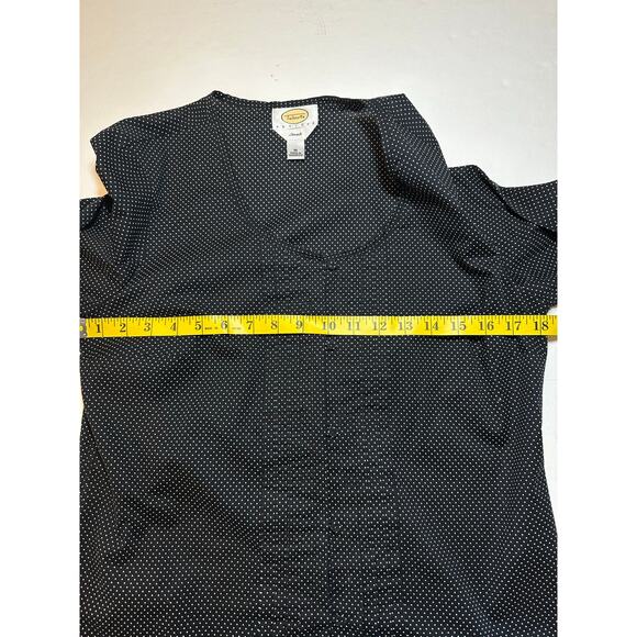 Talbots Petites Stretch Button Up Shirt Blouse Size Medium Black White Polka Dot - Picture 5 of 7